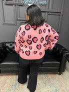 leopard heart sweater, Valentine sweater, heart sweater top, women’s novelty sweater, boutique sweaters, Gypsy River Apparel