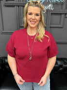 curvy sweater top, plus size sweater, short sleeve sweater, curvy knit top, women’s curvy tops, boutique curvy clothing, Gypsy River Apparel