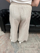 linen blend pants, striped wide leg pants, elastic waist pants, summer pants, women’s linen pants, boutique bottoms, Gypsy River Apparel