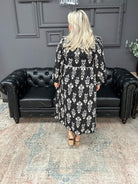 floral midi dress, smocked neck dress, women’s midi dress, lined floral dress, boutique dresses, everyday midi dress, Gypsy River Apparel