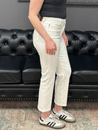 Judy Blue jeans, white ankle jeans, high rise jeans, tummy control jeans, women’s straight leg jeans, boutique denim, Gypsy River Apparel