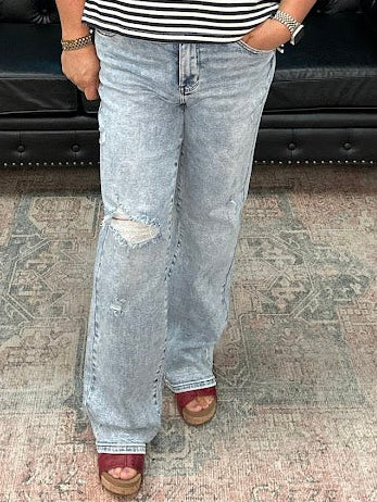 judy blue distressed jeans, high waist straight leg jeans, mineral wash denim women, vintage straight jeans, edgy boutique denim, women’s stretch jeans