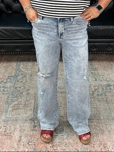 judy blue distressed jeans, high waist straight leg jeans, mineral wash denim women, vintage straight jeans, edgy boutique denim, women’s stretch jeans
