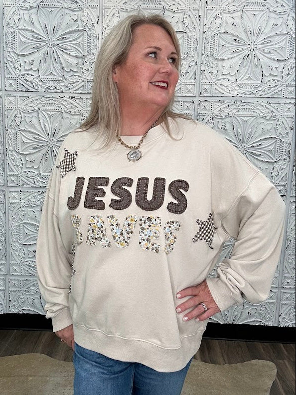 Jesus Saves Patch Sweatshirt