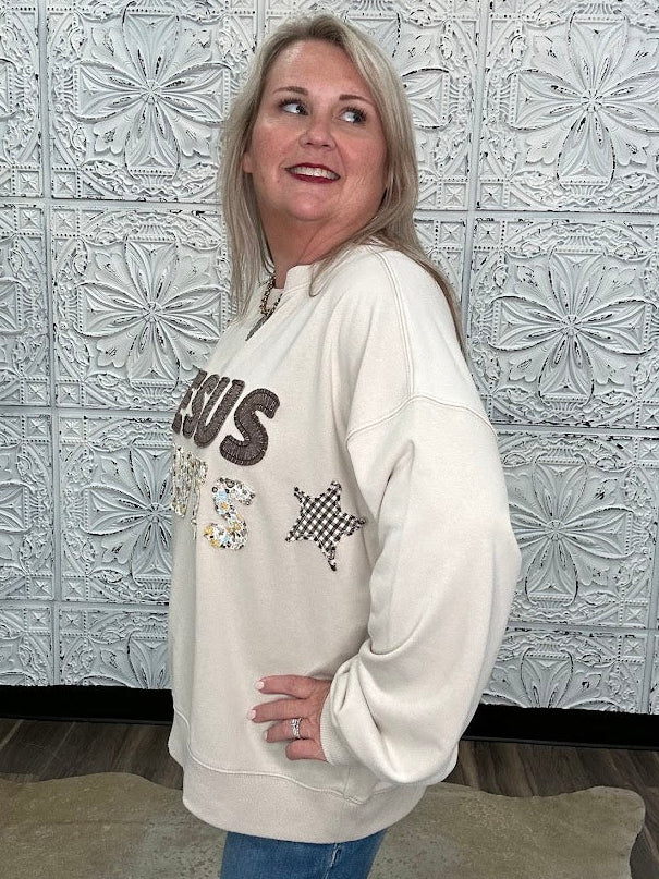 Jesus Saves Patch Sweatshirt