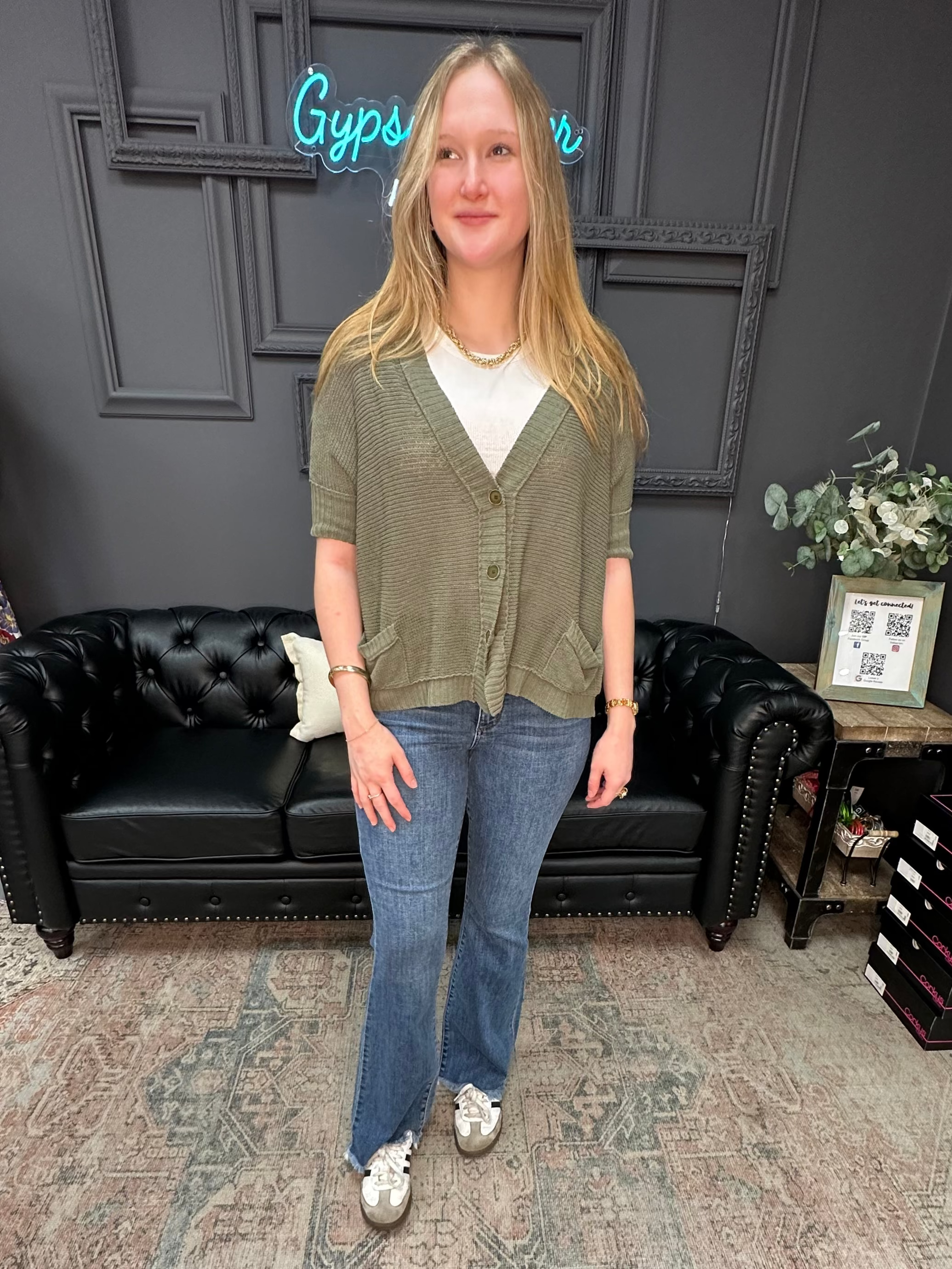 Judy Blue High-Waist Double Button Bootcut Jeans with frayed hem, back pocket stitching, and stretch denim