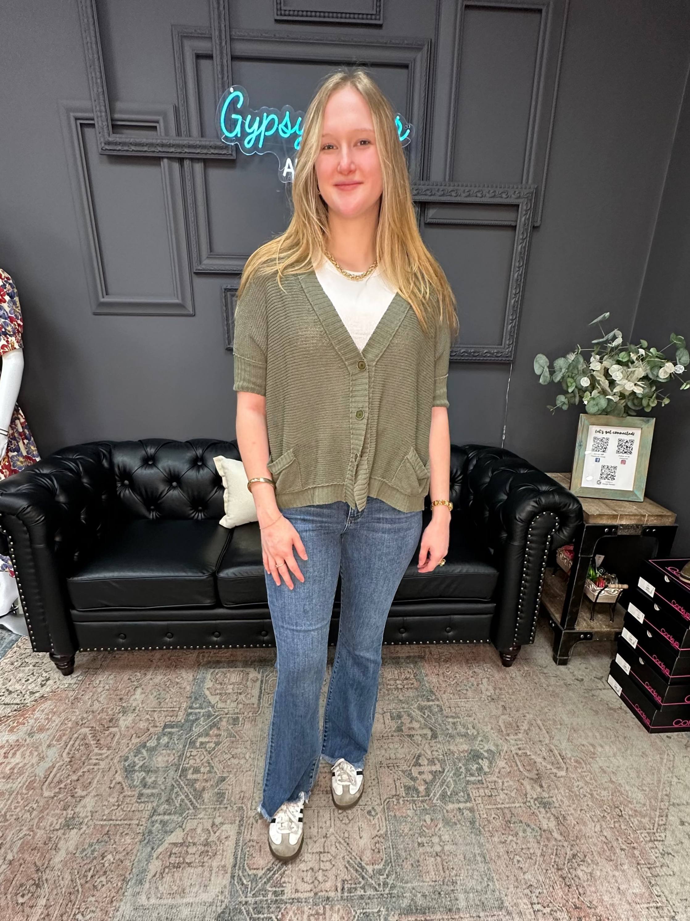 Judy Blue High-Waist Double Button Bootcut Jeans with frayed hem, back pocket stitching, and stretch denim