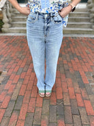 judy blue jeans, high waist straight leg jeans, light wash denim women, stretch denim jeans, classic straight jeans, womens boutique denim