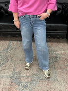 Judy Blue jeans, mid rise jeans, tummy control jeans, petite jeans, ankle length jeans, straight leg denim, curvy denim, vintage wash jeans