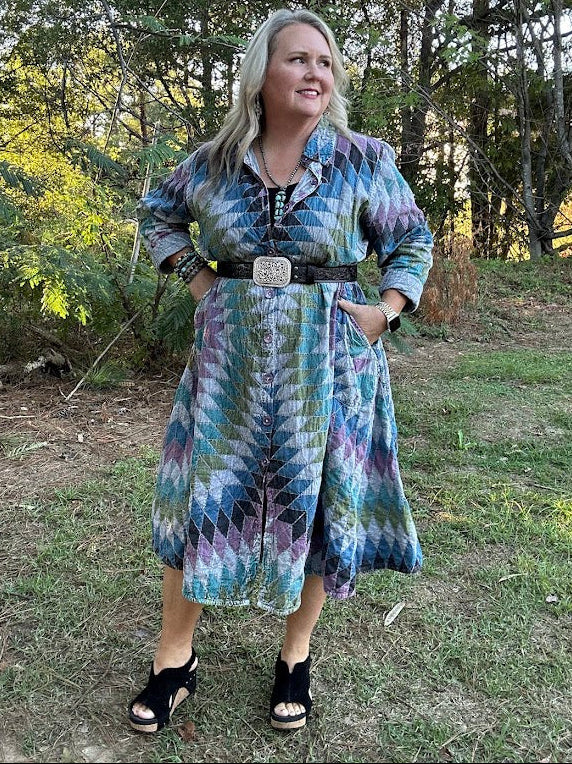 Kaleidoscope Reversible Printed Trench Dress