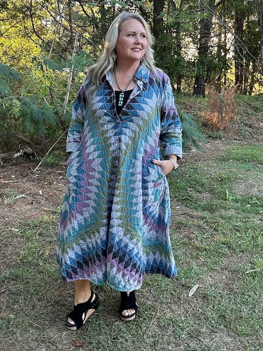 Kaleidoscope Reversible Printed Trench Dress