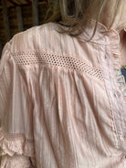 Lace Ruffle Sleeve Pintuck Blouse