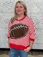 Leopard Football Striped Knit Top