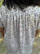 Leopard Print Collared Button-Up Top