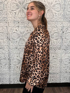 Leopard Print Satin Button Front Blouse