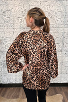 Leopard Print Satin Button Front Blouse