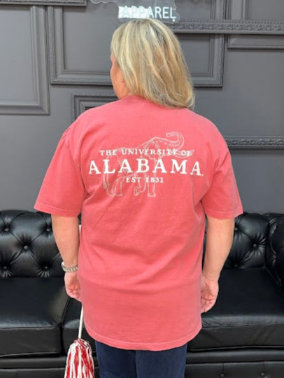 Alabama Comfort Colors tee, crimson pocket tee, University of Alabama shirt, Bama elephant tee, licensed Crimson Tide apparel, game day shirt