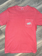 Alabama Comfort Colors tee, crimson pocket tee, University of Alabama shirt, Bama elephant tee, licensed Crimson Tide apparel, game day shirt