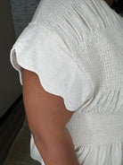 Linen Blend Smocked Peplum Top
