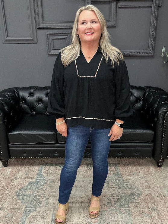 linen blouse, scallop hem top, women’s linen blouse, boutique blouse, bishop sleeve top, work to weekend blouse