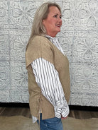 Liverpool Taupe Side Tie V Neck Sweater Vest