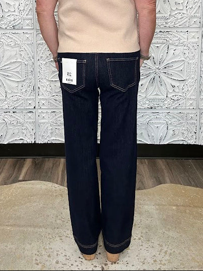Low-Rise Dark Wash Straight Leg Jeans by MICA