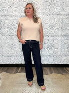 Low-Rise Dark Wash Straight Leg Jeans by MICA