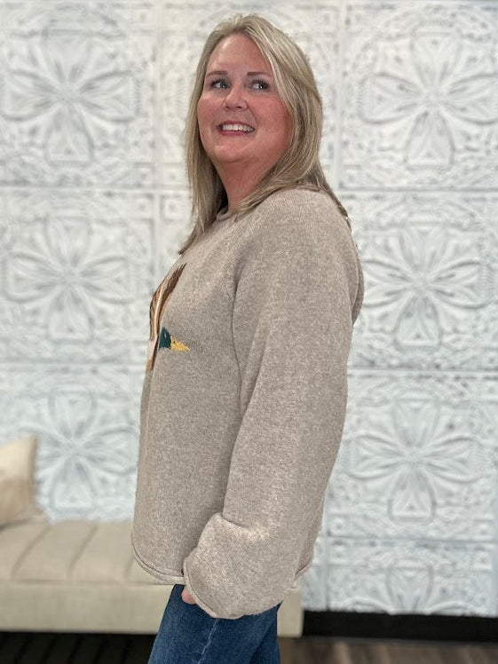 Mallard Duck Graphic Cozy Knit Sweater