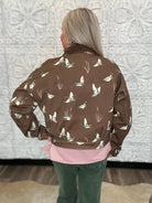 Mallard Duck Print Cropped Denim Jacket