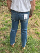 Medium Wash Mid Rise Straight Crop Jeans