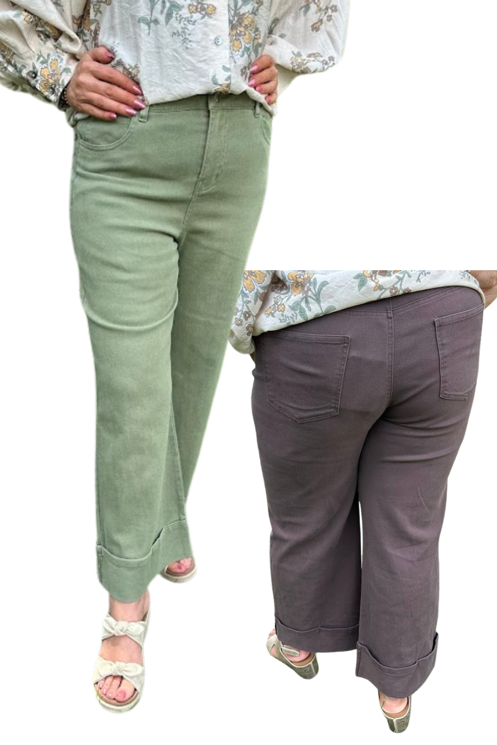 mid rise pants, ankle length trousers, wide cuff hem pants, cropped wide leg pants, casual boutique pants, women’s cuffed pants, relaxed fit ankle pants, everyday casual trousers, mid rise cropped pants, fall neutral pants, stretch cotton pants, boutique style bottoms, flattering fit pants, women’s ankle length jeans, wide hem trousers, versatile casual pants, Gypsy River Apparel, Northport boutique fashion, chic cuffed crop pants, easy fit wardrobe staple