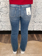 Mid-Rise Straight Ankle Jeans with Twist Pocket Detail
