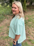 Mint Textured Relaxed Fit Top