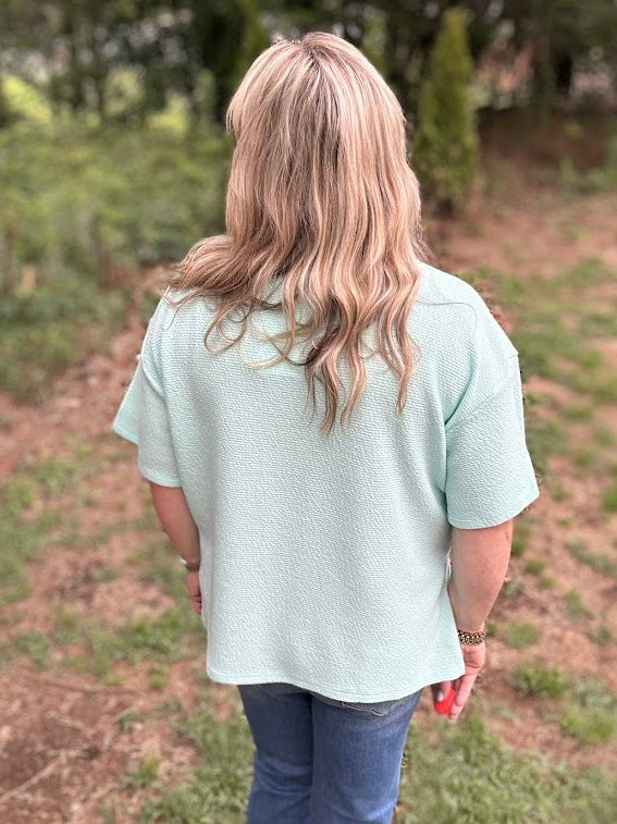 Mint Textured Relaxed Fit Top