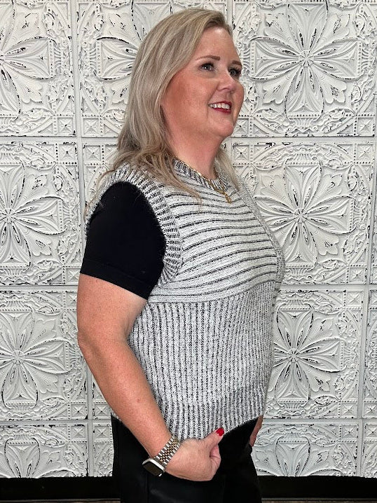 Mixed Stripe Patchwork Sleeveless Knit Top