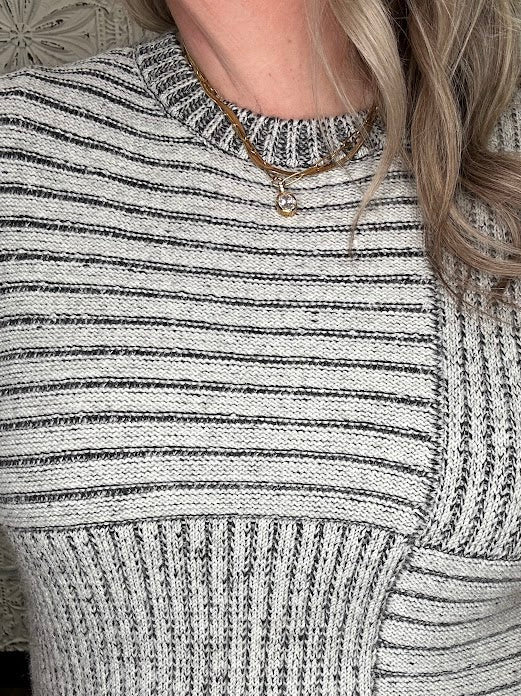 Mixed Stripe Patchwork Sleeveless Knit Top