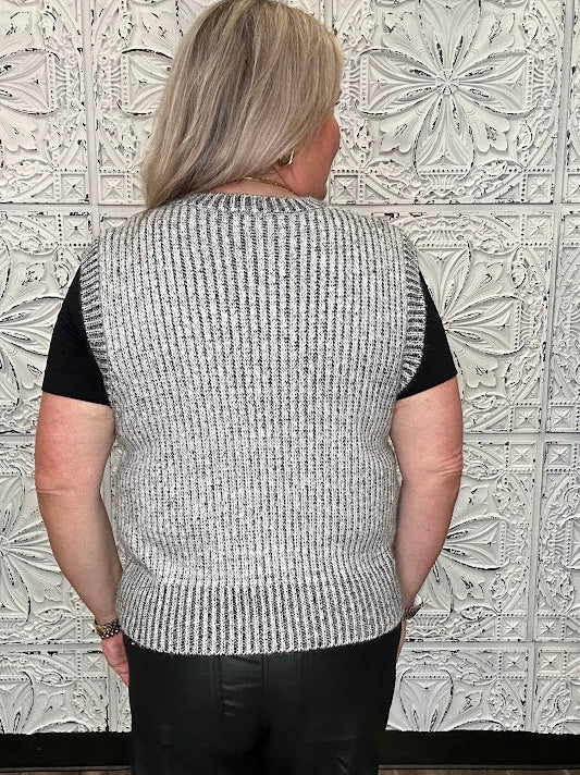 Mixed Stripe Patchwork Sleeveless Knit Top