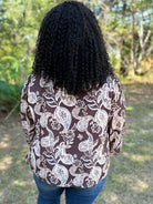 Mocha Paisley Bow Neck Blouse