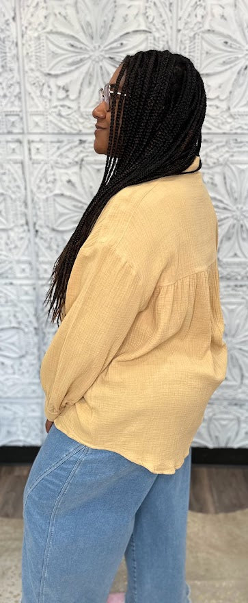 Mustard Cotton Button Front Shirt