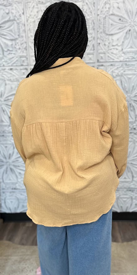 Mustard Cotton Button Front Shirt