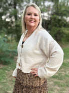 Oatmeal Gold Button Cardigan