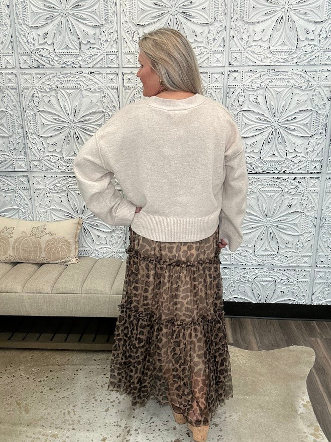 Oatmeal Gold Button Cardigan