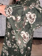 Olive Floral Button Front Tiered Dress