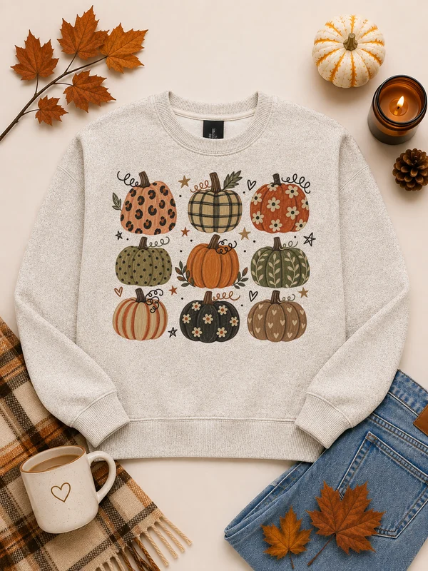 Painted Pumpkin Graphic Sweatshirt