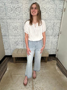 Pinstripe Wide Crop Jeans MICA