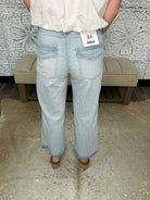 Pinstripe Wide Crop Jeans MICA