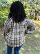Plaid Button Down Balloon Sleeve Top