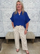 Polka Dot Drawstring Barrel Pants