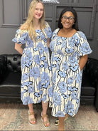 floral midi dress, puff sleeve dress, smocked midi dress, boutique floral dress, women’s midi dress, cotton floral dress