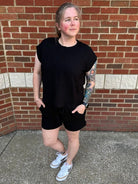 Raised Rib Cap Sleeve Top & Drawstring Shorts Lounge Set